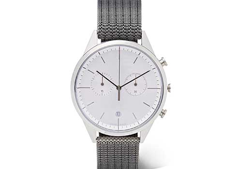 Uniform Wares M40 PreciDrive calendar watch in brushed steel with natural titanium bracelet